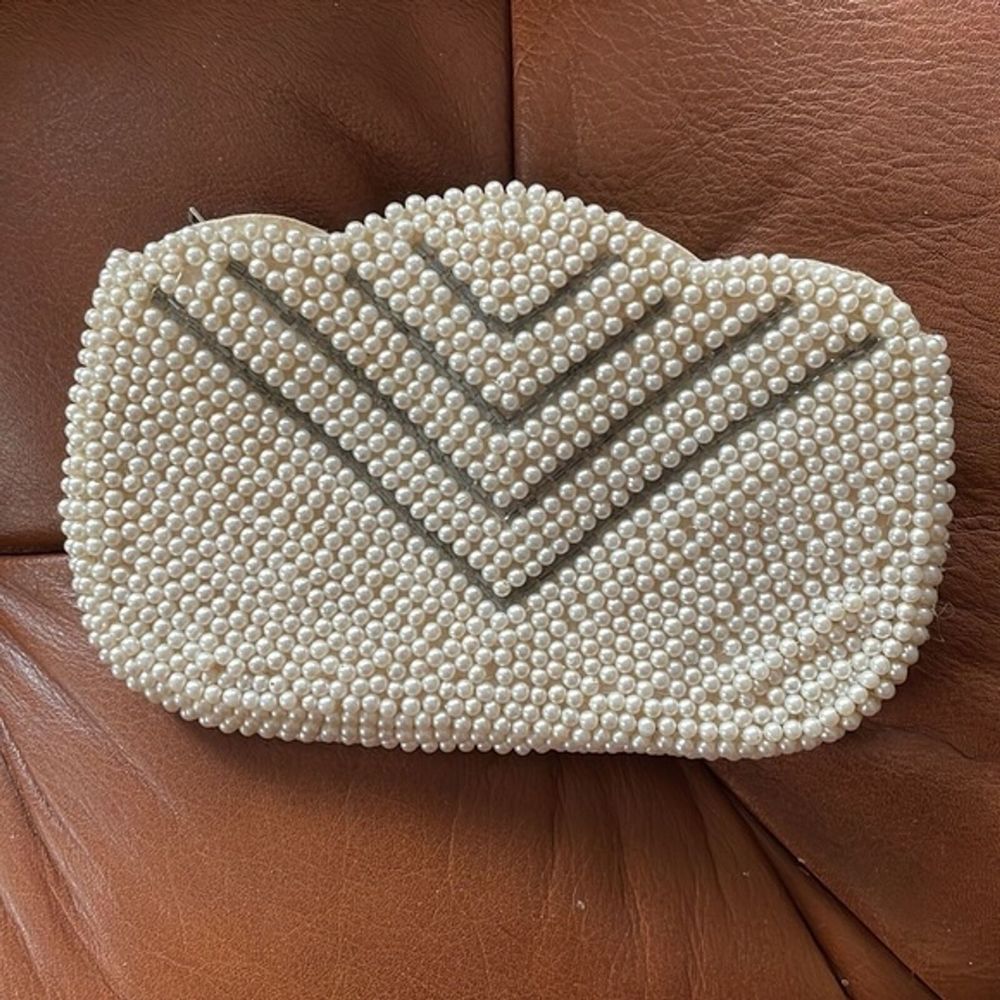 Handmade in Japan Faux Pearl and Beaded Small Evening Clutch. Refer to photos. - Picture 1 of 5